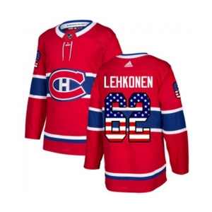 Youth Adidas Montreal Canadiens #62 Artturi Lehkonen Authentic Red USA Flag Fashion NHL Jersey