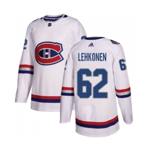 Youth Adidas Montreal Canadiens #62 Artturi Lehkonen Authentic White 2017 100 Classic NHL Jersey