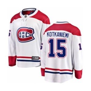 Youth Montreal Canadiens #15 Jesperi Kotkaniemi Authentic White Away Fanatics Branded Breakaway NHL Jersey