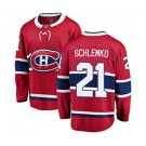 Youth Montreal Canadiens #21 David Schlemko Authentic Red Home Fanatics Branded Breakaway NHL Jersey