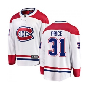 Youth Montreal Canadiens #31 Carey Price Authentic White Away Fanatics Branded Breakaway NHL Jersey