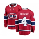 Youth Montreal Canadiens #4 Jean Beliveau Authentic Red Home Fanatics Branded Breakaway NHL Jersey