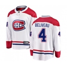 Youth Montreal Canadiens #4 Jean Beliveau Authentic White Away Fanatics Branded Breakaway NHL Jersey