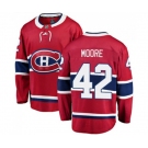 Youth Montreal Canadiens #42 Dominic Moore Authentic Red Home Fanatics Branded Breakaway NHL Jersey
