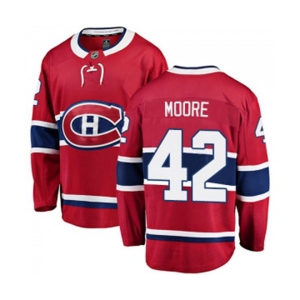 Youth Montreal Canadiens #42 Dominic Moore Authentic Red Home Fanatics Branded Breakaway NHL Jersey