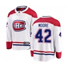 Youth Montreal Canadiens #42 Dominic Moore Authentic White Away Fanatics Branded Breakaway NHL Jersey