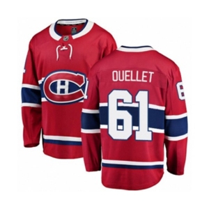 Youth Montreal Canadiens #61 Xavier Ouellet Authentic Red Home Fanatics Branded Breakaway NHL Jersey