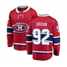 Youth Montreal Canadiens #92 Jonathan Drouin Authentic Red Home Fanatics Branded Breakaway NHL Jersey