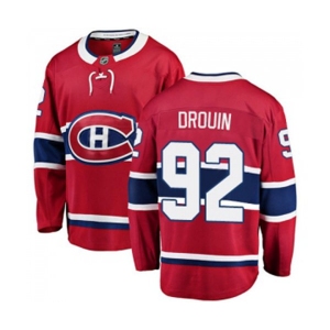 Youth Montreal Canadiens #92 Jonathan Drouin Authentic Red Home Fanatics Branded Breakaway NHL Jersey