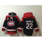 Men's Montreal Canadiens #22 Cole Caufield Navy Red Lace-Up Pullover Hoodie