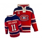 Old Time Hockey Montreal Canadiens #11 Brendan Gallagher Authentic Red Sawyer Hooded Sweatshirt NHL Jersey