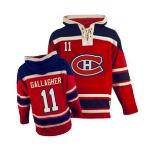 Old Time Hockey Montreal Canadiens #11 Brendan Gallagher Authentic Red Sawyer Hooded Sweatshirt NHL Jersey