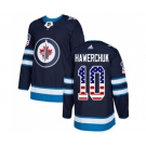 Adidas Winnipeg Jets #10 Dale Hawerchuk Authentic Navy Blue USA Flag Fashion NHL Jersey