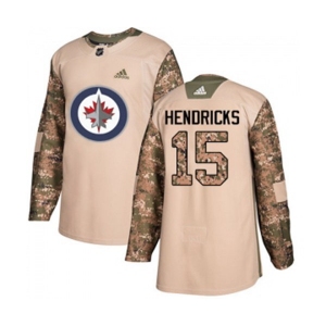 Adidas Winnipeg Jets #15 Matt Hendricks Authentic Camo Veterans Day Practice NHL Jersey