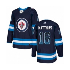 Adidas Winnipeg Jets #16 Shawn Matthias Authentic Navy Blue Drift Fashion NHL Jersey