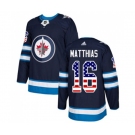 Adidas Winnipeg Jets #16 Shawn Matthias Authentic Navy Blue USA Flag Fashion NHL Jersey