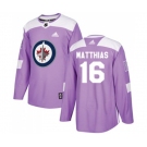 Adidas Winnipeg Jets #16 Shawn Matthias Authentic Purple Fights Cancer Practice NHL Jersey