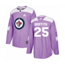 Adidas Winnipeg Jets #25 Seth Griffith Authentic Purple Fights Cancer Practice NHL Jersey