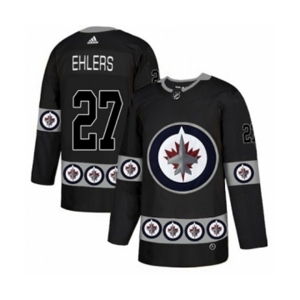 Adidas Winnipeg Jets #27 Nikolaj Ehlers Authentic Black Team Logo Fashion NHL Jersey