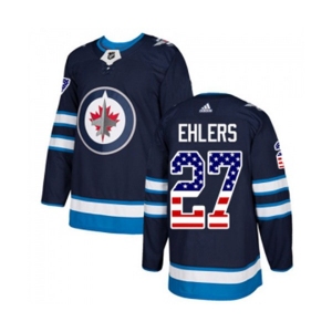 Adidas Winnipeg Jets #27 Nikolaj Ehlers Authentic Navy Blue USA Flag Fashion NHL Jersey