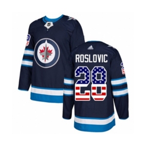 Adidas Winnipeg Jets #28 Jack Roslovic Authentic Navy Blue USA Flag Fashion NHL Jersey