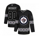 Adidas Winnipeg Jets #30 Laurent Brossoit Authentic Black Team Logo Fashion NHL Jersey