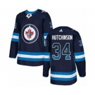 Adidas Winnipeg Jets #34 Michael Hutchinson Authentic Navy Blue Drift Fashion NHL Jersey