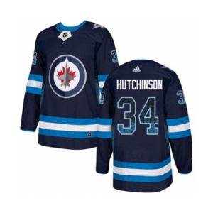 Adidas Winnipeg Jets #34 Michael Hutchinson Authentic Navy Blue Drift Fashion NHL Jersey