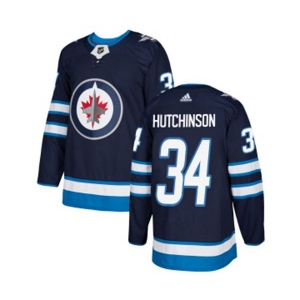 Adidas Winnipeg Jets #34 Michael Hutchinson Authentic Navy Blue Home NHL Jersey