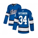 Adidas Winnipeg Jets #34 Michael Hutchinson Premier Blue Alternate NHL Jersey