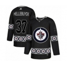 Adidas Winnipeg Jets #37 Connor Hellebuyck Authentic Black Team Logo Fashion NHL Jersey