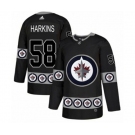 Adidas Winnipeg Jets #58 Jansen Harkins Authentic Black Team Logo Fashion NHL Jersey