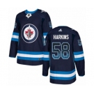 Adidas Winnipeg Jets #58 Jansen Harkins Authentic Navy Blue Drift Fashion NHL Jersey