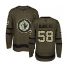 Adidas Winnipeg Jets #58 Jansen Harkins Premier Green Salute to Service NHL Jersey