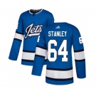 Adidas Winnipeg Jets #64 Logan Stanley Authentic Blue Alternate NHL Jersey