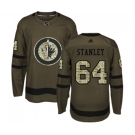 Adidas Winnipeg Jets #64 Logan Stanley Authentic Green Salute to Service NHL Jersey