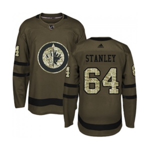 Adidas Winnipeg Jets #64 Logan Stanley Authentic Green Salute to Service NHL Jersey