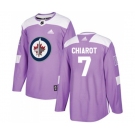 Adidas Winnipeg Jets #7 Ben Chiarot Authentic Purple Fights Cancer Practice NHL Jersey