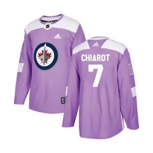 Adidas Winnipeg Jets #7 Ben Chiarot Authentic Purple Fights Cancer Practice NHL Jersey