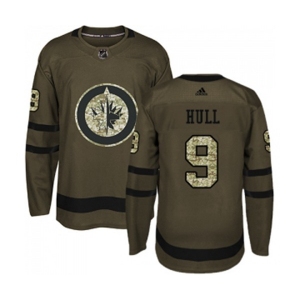 Adidas Winnipeg Jets #9 Bobby Hull Authentic Green Salute to Service NHL Jersey