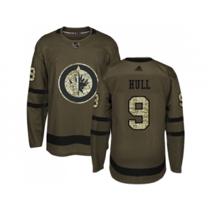 Adidas Winnipeg Jets #9 Bobby Hull Green Salute to Service Stitched NHL Jersey