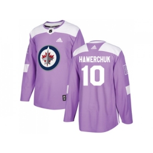 Men Adidas Winnipeg Jets #10 Dale Hawerchuk Purple Authentic Fights Cancer Stitched NHL Jersey