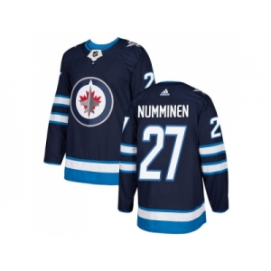 Men Adidas Winnipeg Jets #27 Teppo Numminen Navy Blue Home Authentic Stitched NHL Jersey