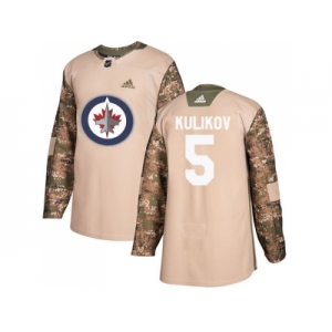 Men Adidas Winnipeg Jets #5 Dmitry Kulikov Camo Authentic 2017 Veterans Day Stitched NHL Jersey