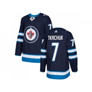 Men Adidas Winnipeg Jets #7 Keith Tkachuk Navy Blue Home Authentic Stitched NHL Jersey
