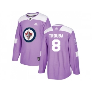 Men Adidas Winnipeg Jets #8 Jacob Trouba Purple Authentic Fights Cancer Stitched NHL Jersey