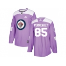 Men Adidas Winnipeg Jets #85 Mathieu Perreault Purple Authentic Fights Cancer Stitched NHL Jersey