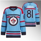 Men Winnipeg Jets #81 Kyle Connor Light Blue Anniversary Primegreen Stitched Jersey