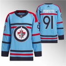 Men Winnipeg Jets #91 Cole Perfetti Light Blue Anniversary Primegreen Stitched Jersey