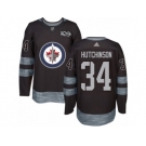 Men's Adidas Winnipeg Jets #34 Michael Hutchinson Authentic Black 1917-2017 100th Anniversary NHL Jersey